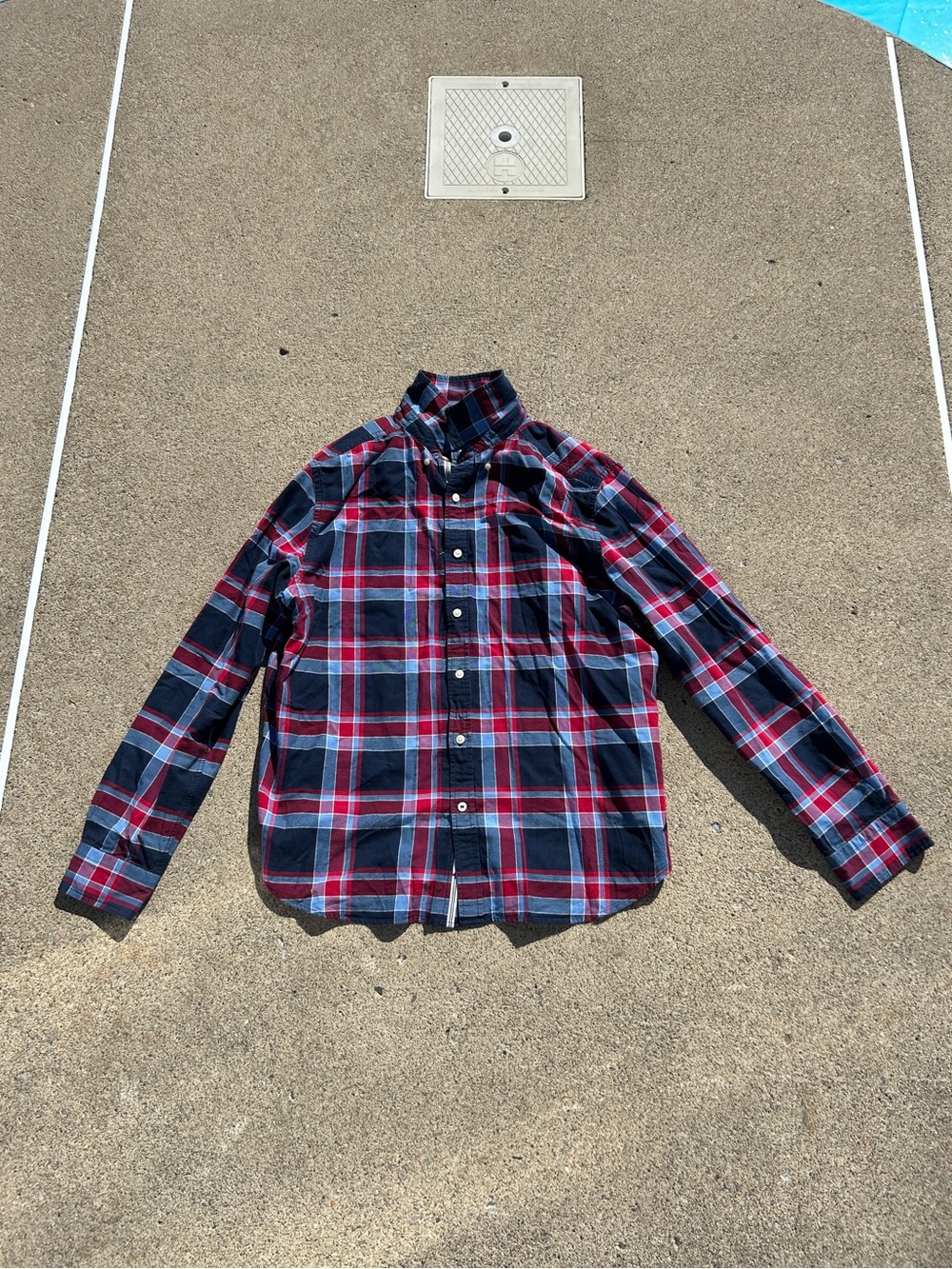 Nautica Classic Fit Men's Red and Blue Plaid Long Sleeve Shirt Size XL
